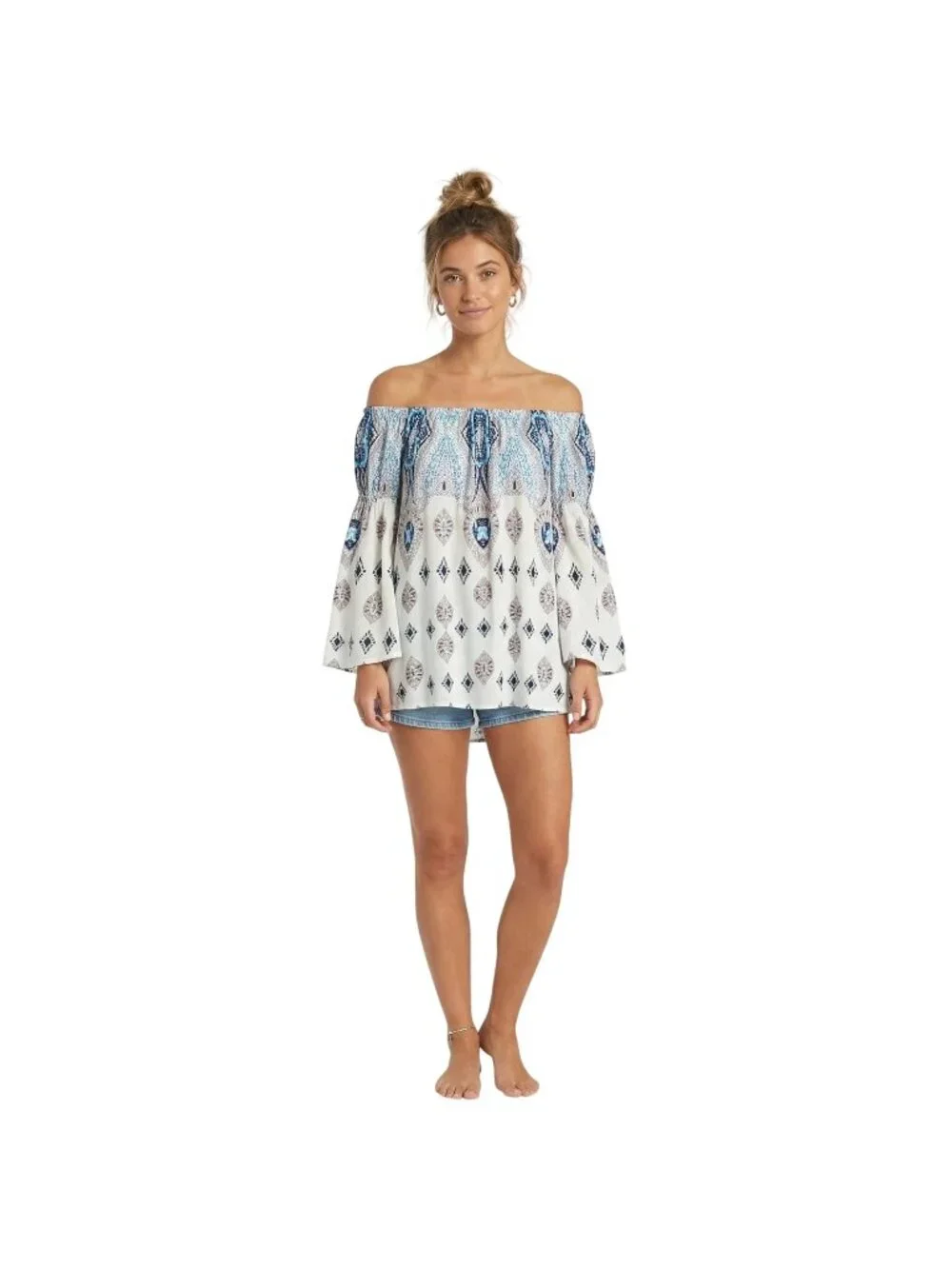 UMGEE Women's Floral Bell Sleeves Off-Shoulder Tunic Mini Dress Size Small‎ - Picture 14 of 14